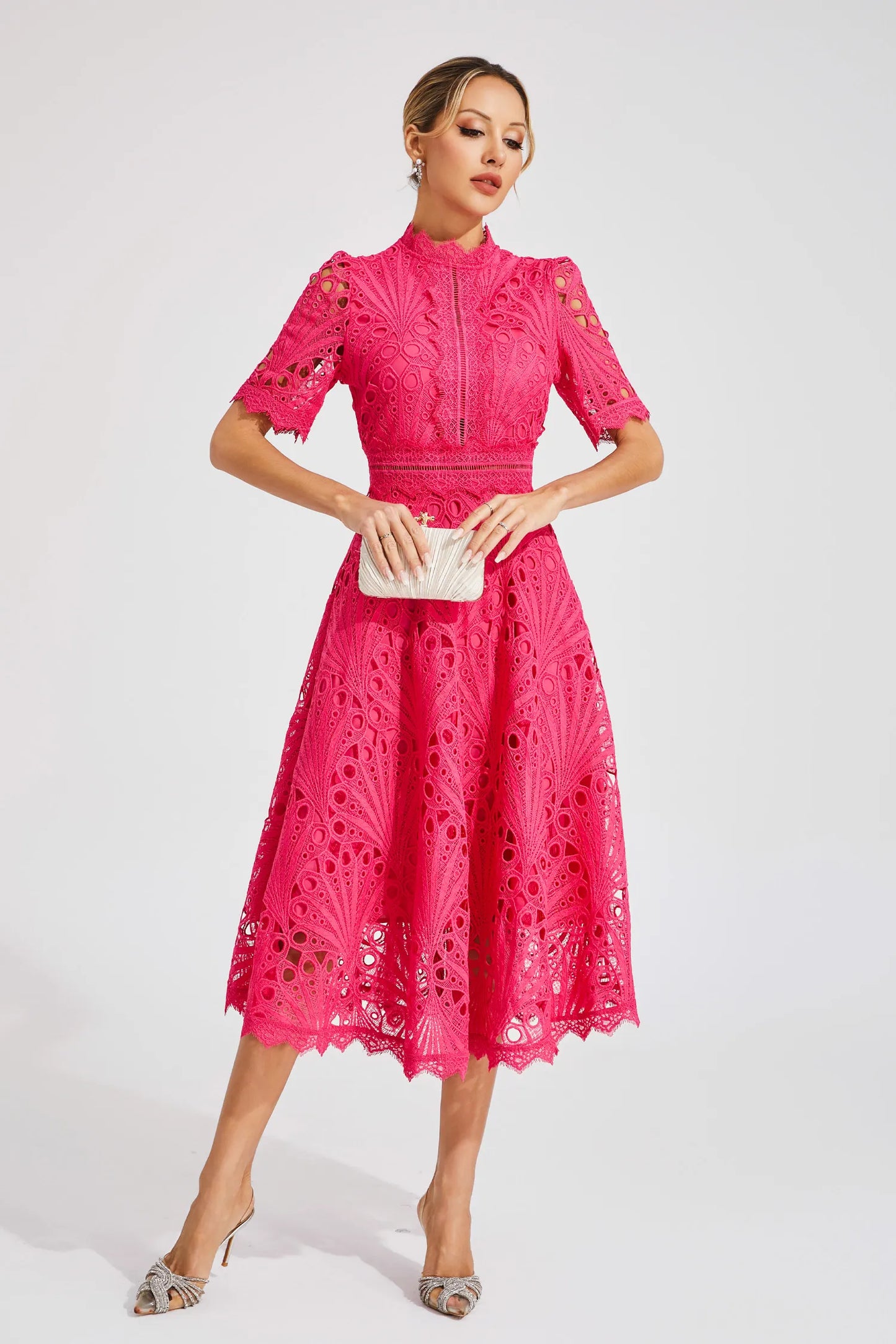 Lexi | Elegant Blonde Midi Kjole til Kvinder