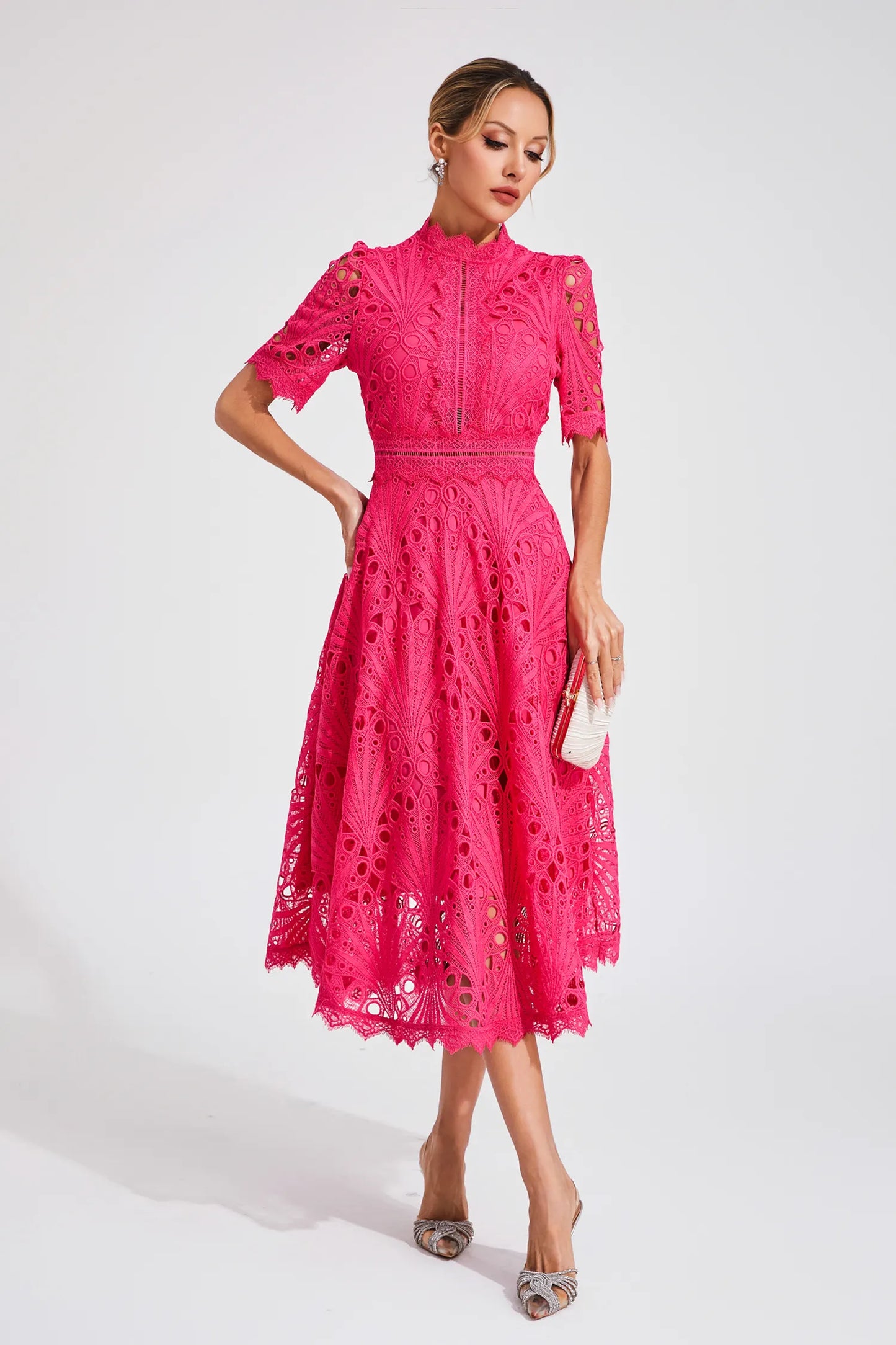 Lexi | Elegant Blonde Midi Kjole til Kvinder