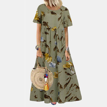 Denise | Elegant A-linje Maxi Kjole med Lommer