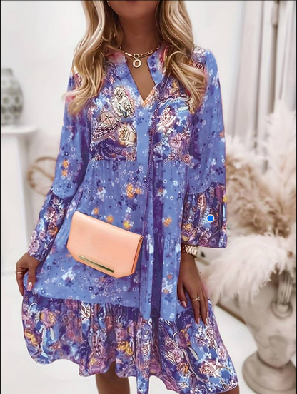 Gabriella | Stilfuld Boho Kjole med Blomsterprint