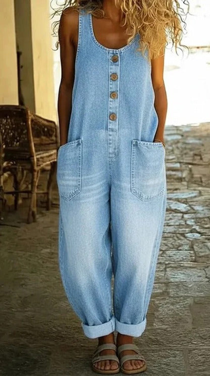 Sadie | Salopette i Vasket Vintage Denim