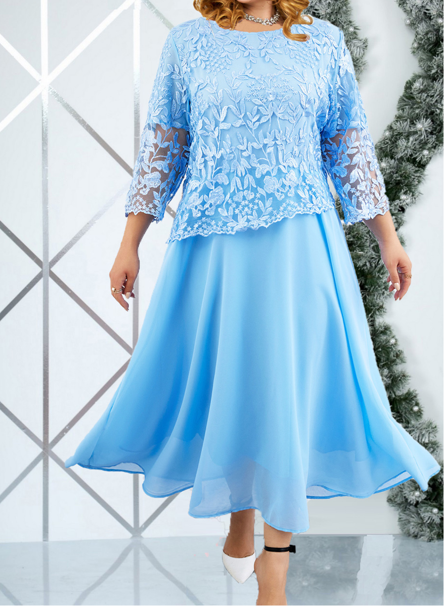 Naomi | Elegant Maxi Kjole med Kvarte Ærmer til Formelle Begivenheder