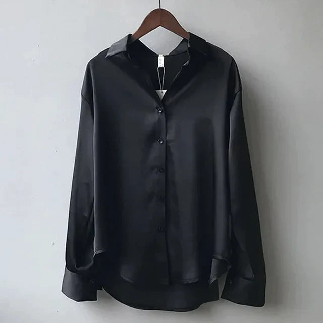 Olive | Elegant Fit Bluse med Blød Glans