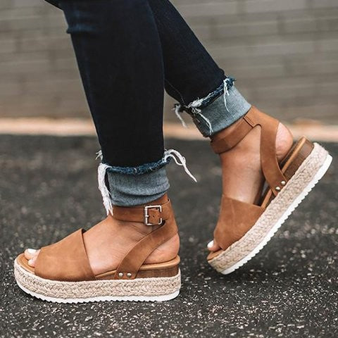 Jordan | Kvinders Jute Wedge Sandaler - Stilfulde Platform Sko
