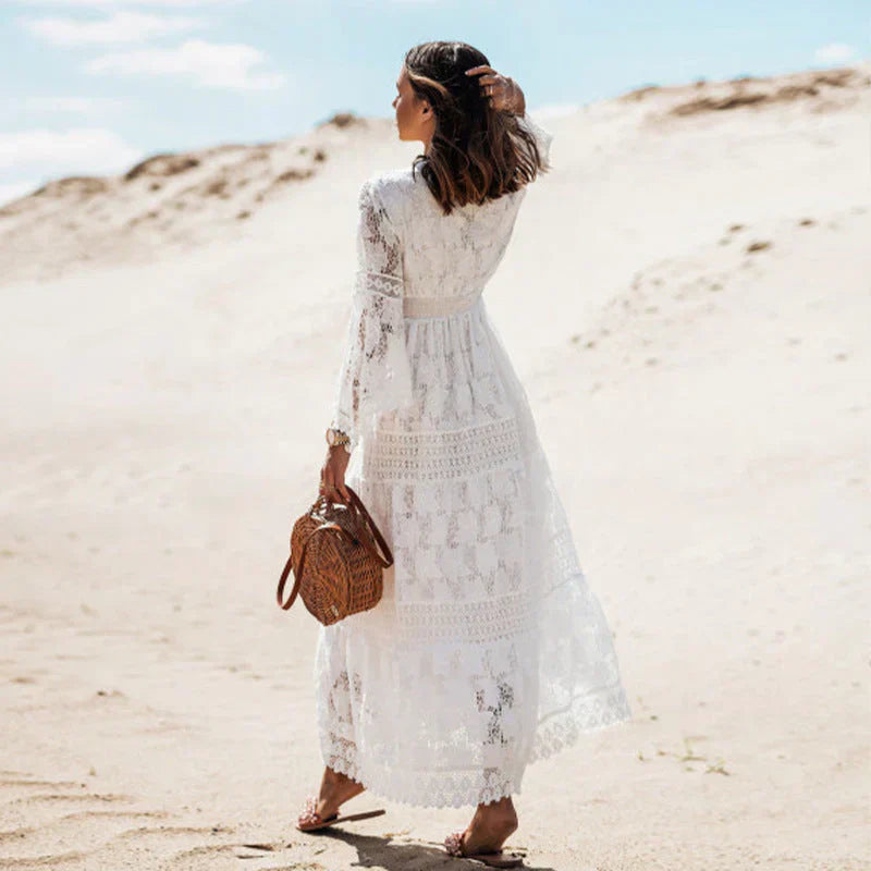 Lilly | Kvinders Flowy Langærmet Boho Maxi Kjole
