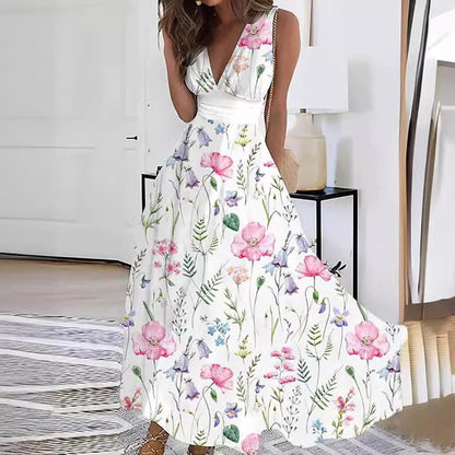 Sabrina | Fortryllende Floral Maxi Kjole til Ubesværet Elegance