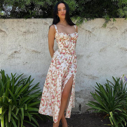 Nora | Elegant Floral Bustier Midriff Waist Shaper Kjole