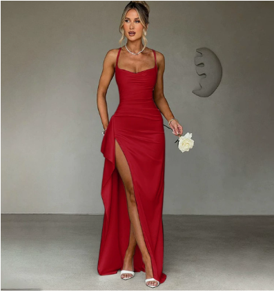 Lucia | Elegant Maxi Kjole med Høj Slids