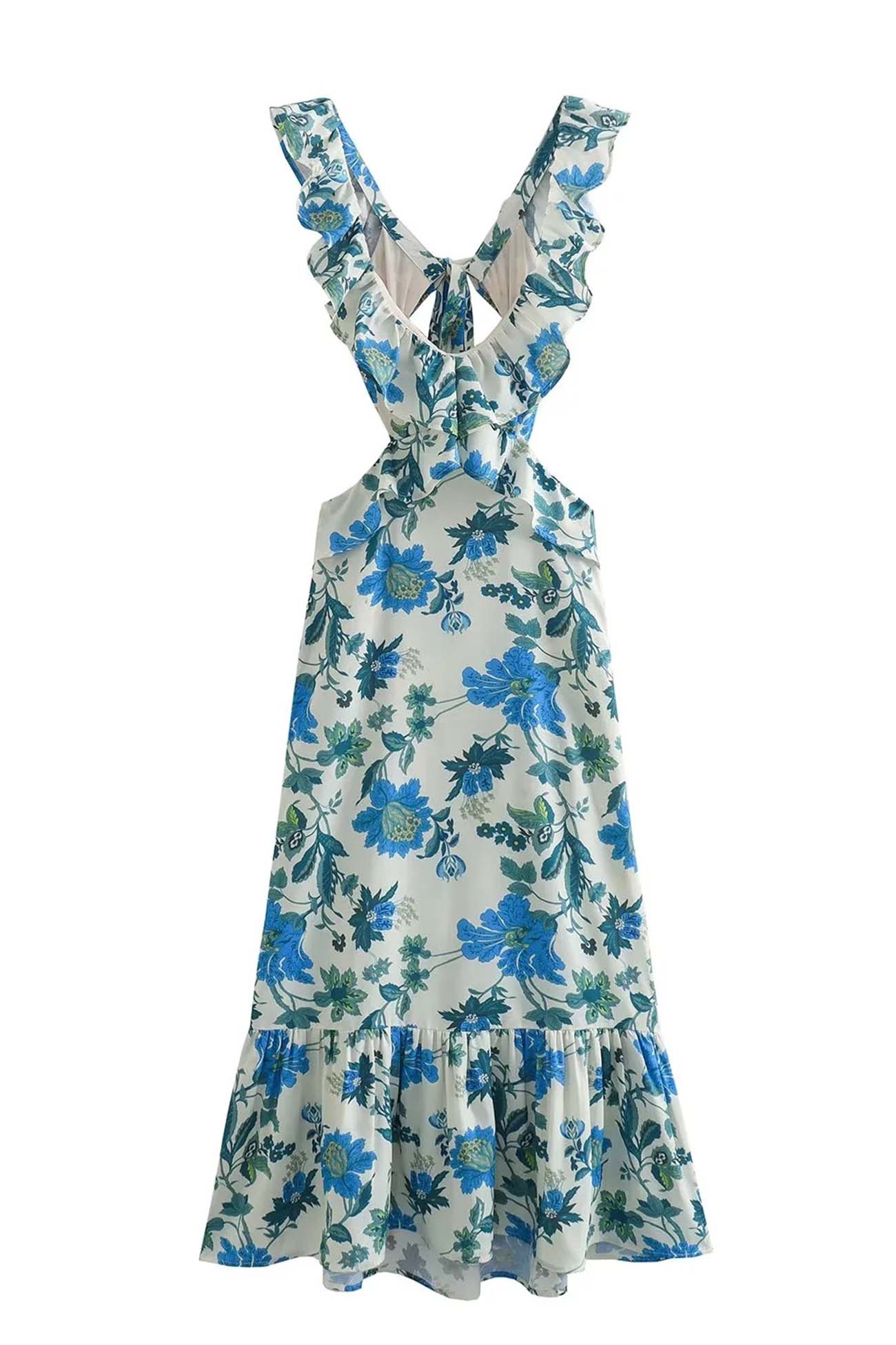 Amara | Elegant Sommer Maxi Kjole - Uden Ærmer med Flæse Stropper