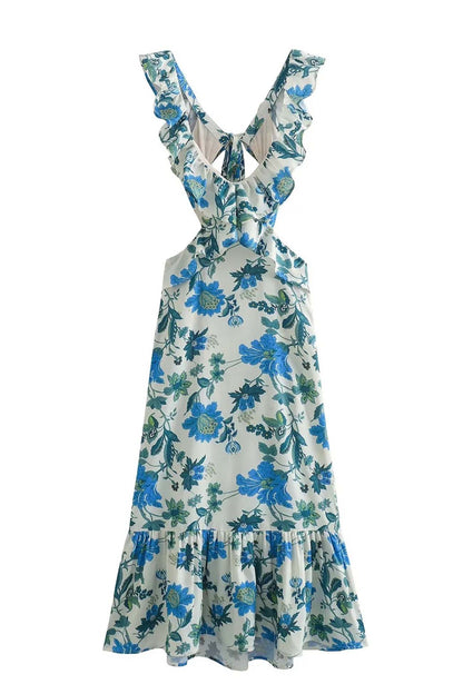 Amara | Elegant Sommer Maxi Kjole - Uden Ærmer med Flæse Stropper