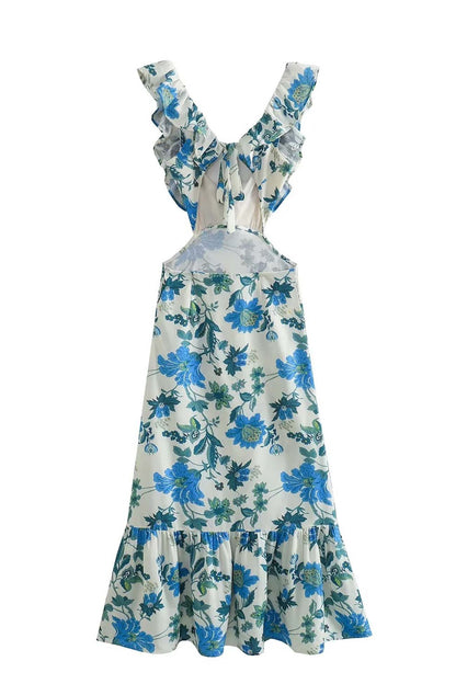 Amara | Elegant Sommer Maxi Kjole - Uden Ærmer med Flæse Stropper