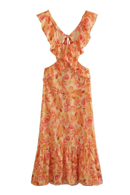 Amara | Elegant Sommer Maxi Kjole - Uden Ærmer med Flæse Stropper