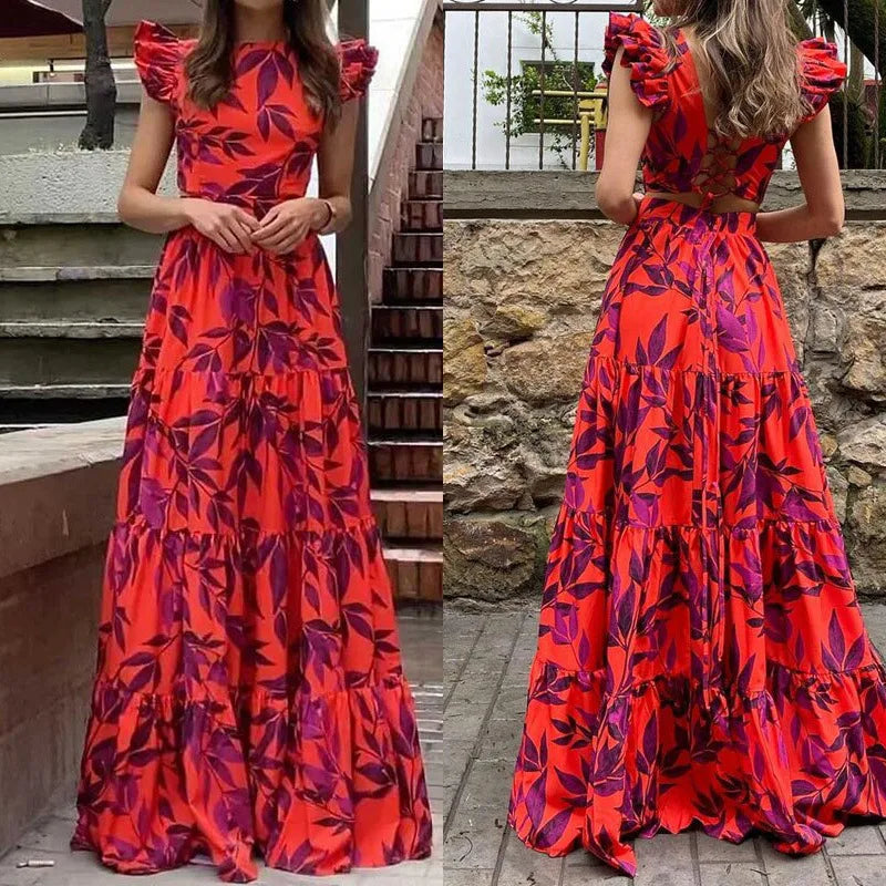 Valerie | Elegant Maxikjole med Tropisk Print til Sommer