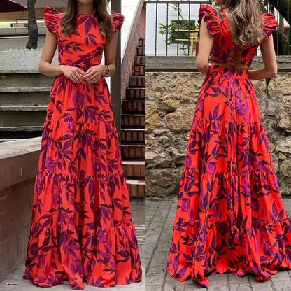 Valerie | Elegant Maxikjole med Tropisk Print til Sommer