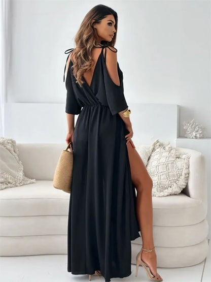 Amy | Elegant Cold-Shoulder Maxi Kjole