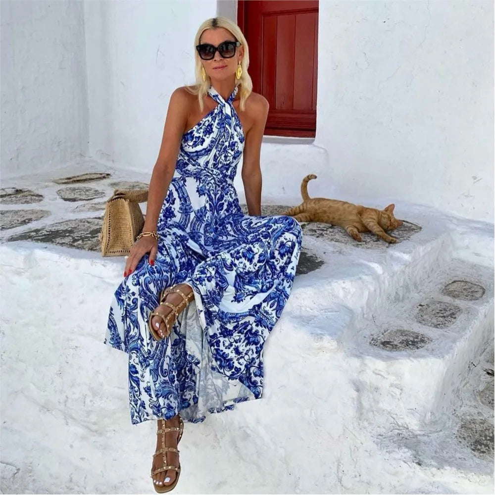 Alyssa | Elegant Halterneck Maxi Kjole