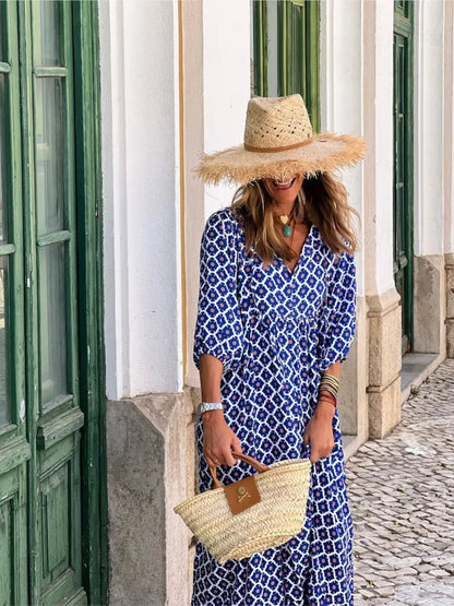 Roosmarijn | Boho Maxi Kjole med Blomsterprint til kvinder