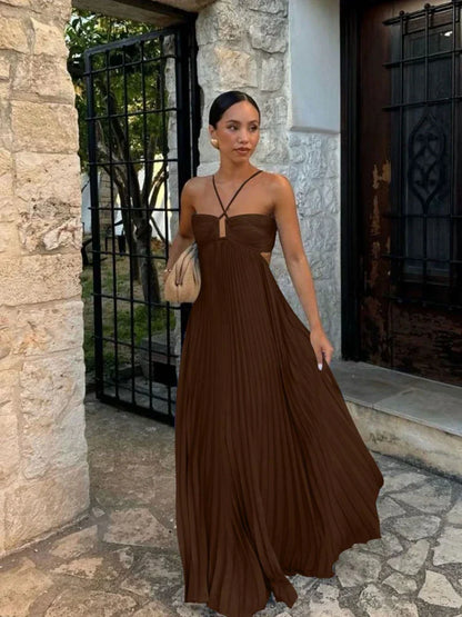 Irene | Elegant Plisseret Maxi Kjole til Enhver Lejlighed