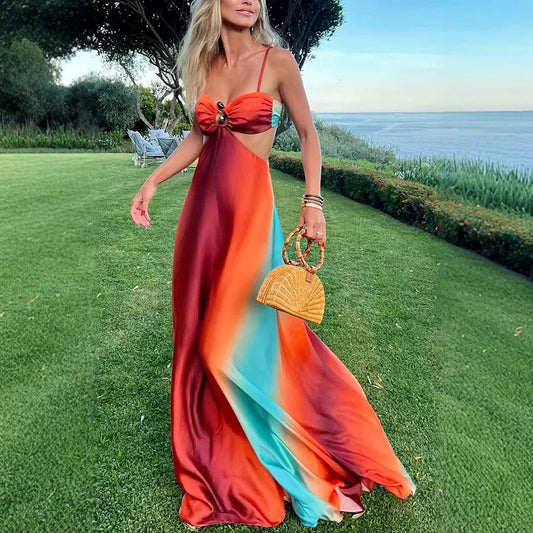 Gail | Elegant Maxi Kjole med Knude Front