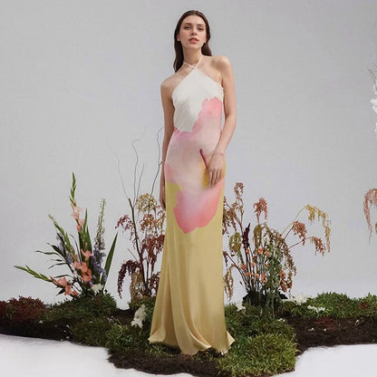 Hannah | Elegant Floral One-Shoulder Maxi Kjole