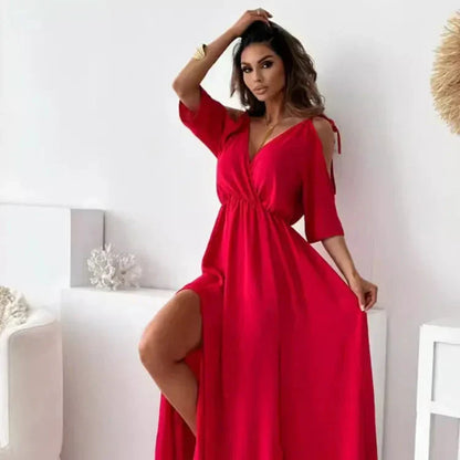 Amy | Elegant Cold-Shoulder Maxi Kjole