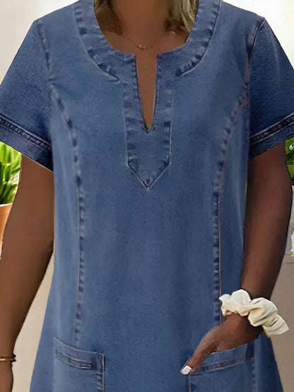 Savannah | Chic Blød Denim Midi Kjole til Ubesværet Stil
