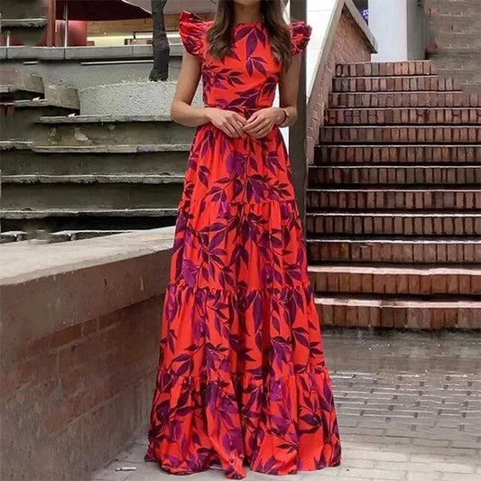 Valerie | Elegant Maxikjole med Tropisk Print til Sommer