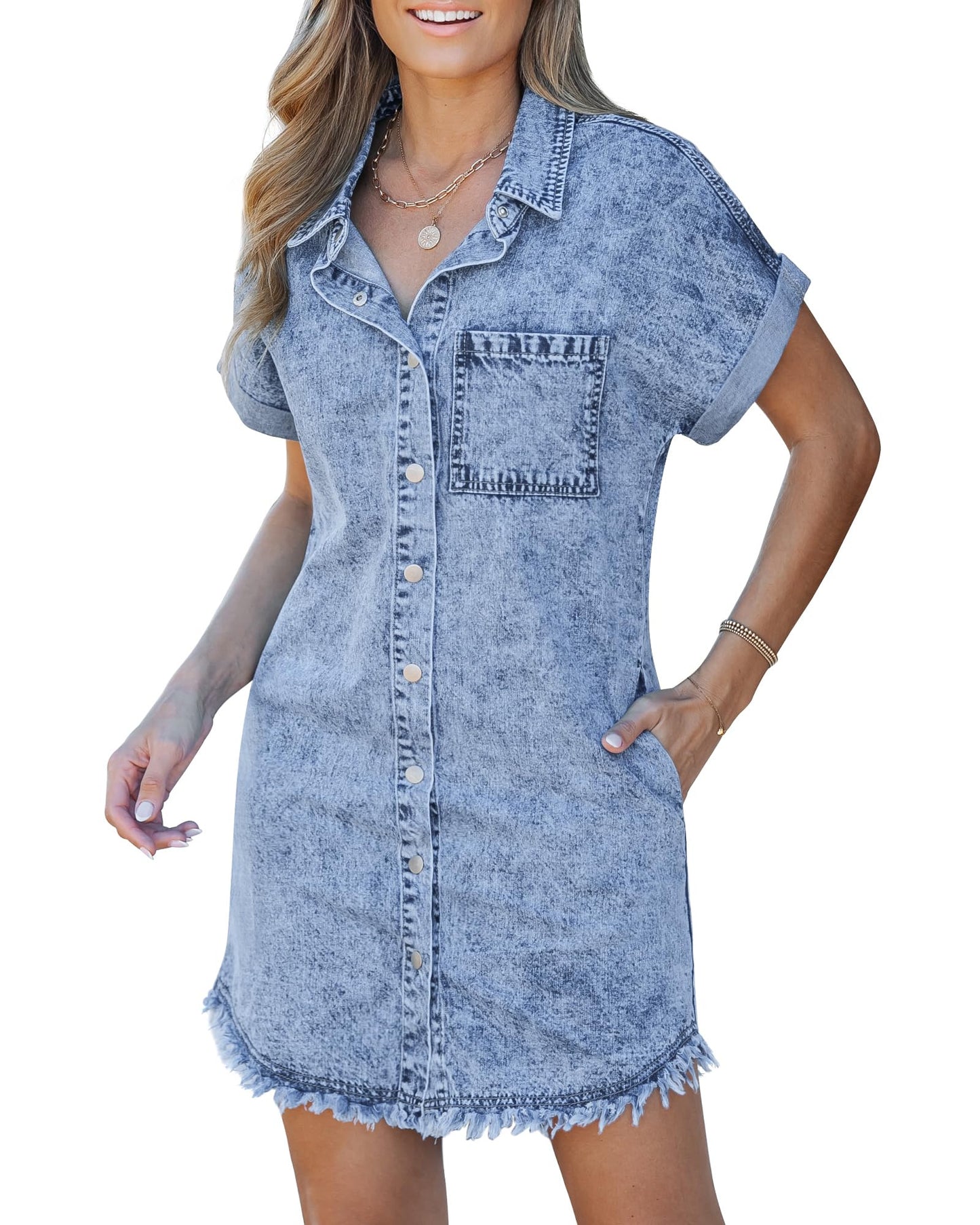 Kaelia | Denim Skjortekjole