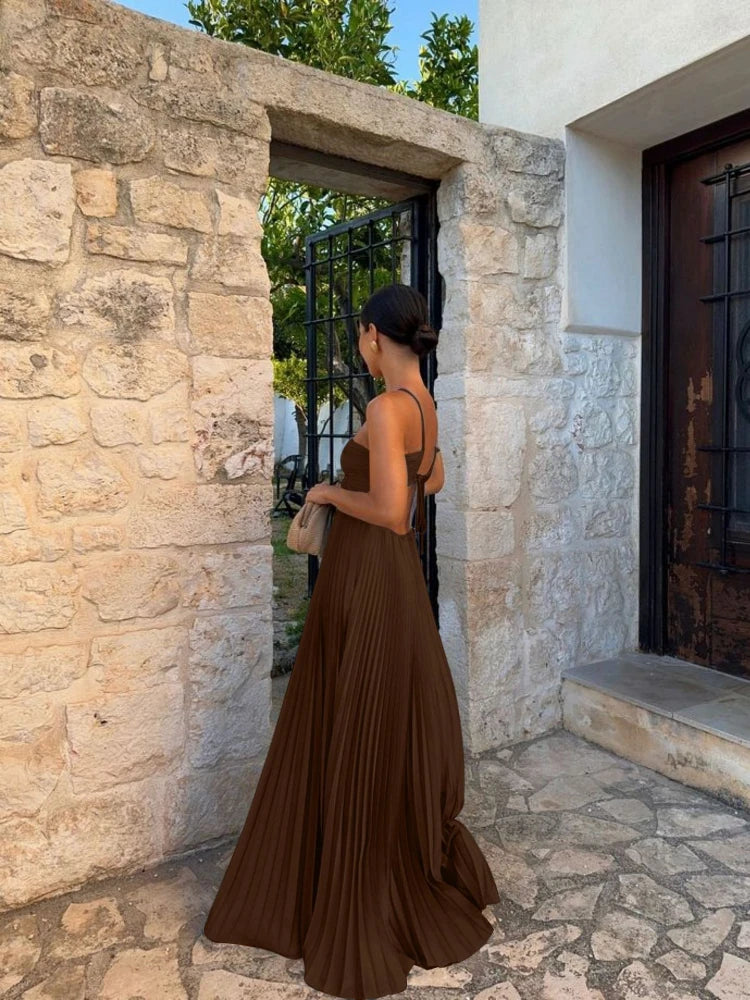 Irene | Elegant Plisseret Maxi Kjole til Enhver Lejlighed
