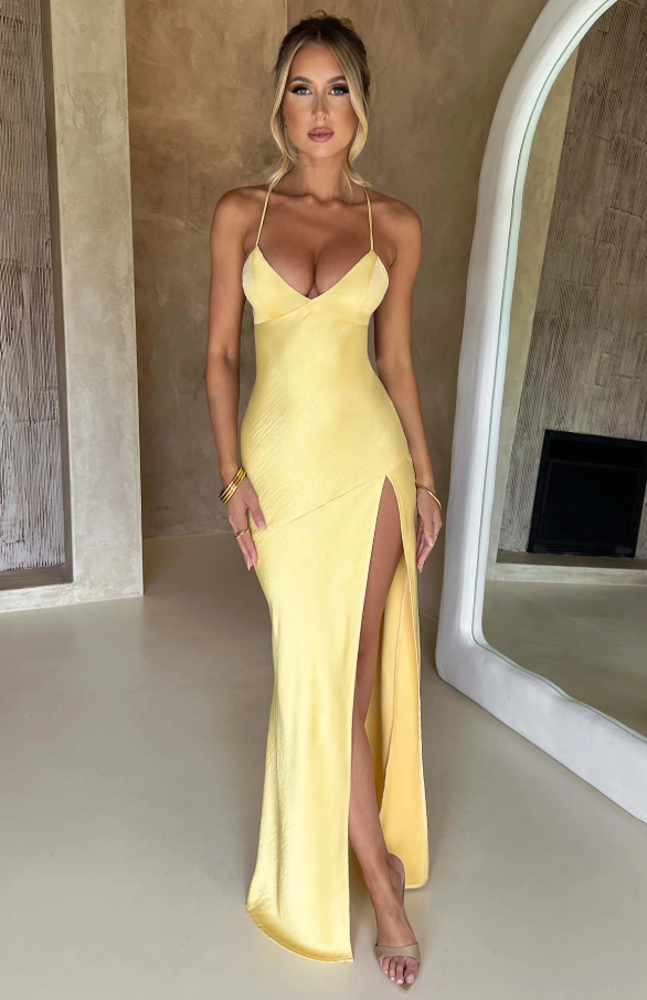 Lilly | Elegant Maxi Kjole med Slids op til Låret