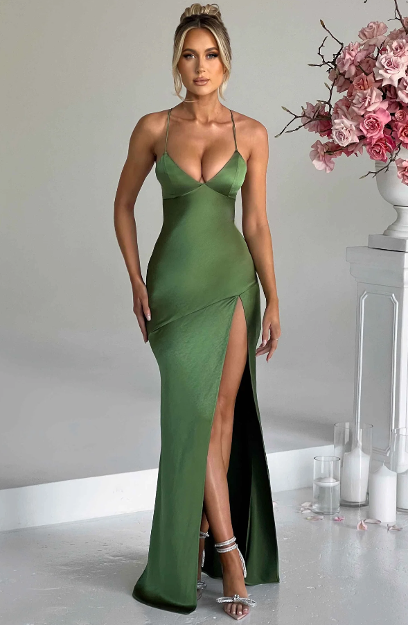 Lilly | Elegant Maxi Kjole med Slids op til Låret