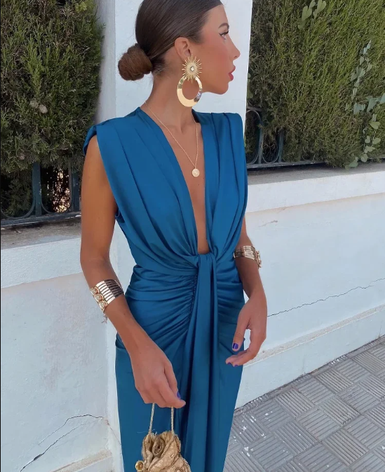 Darcy | Elegant Plisseret Maxi Kjole