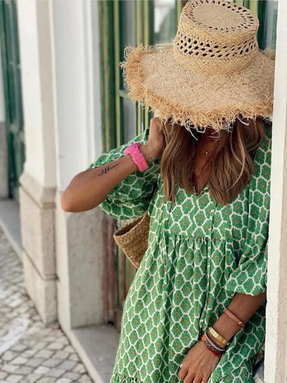 Roosmarijn | Boho Maxi Kjole med Blomsterprint til kvinder