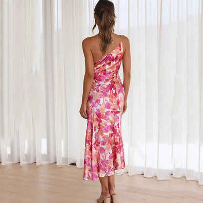 Madison | Elegant Asymmetrisk Blomster Midi Kjole til Enhver Lejlighed