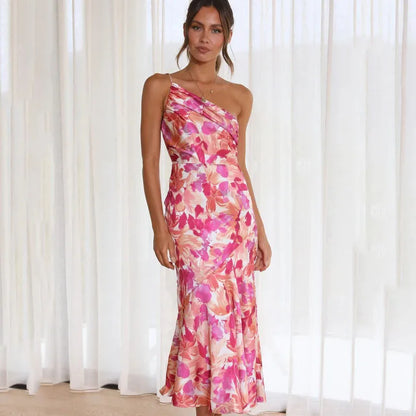 Madison | Elegant Asymmetrisk Blomster Midi Kjole til Enhver Lejlighed