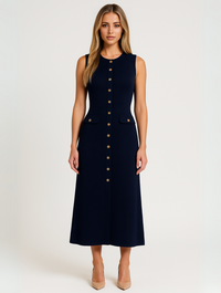 Marilyn | Stilfuld Midi Kjole med Knapper
