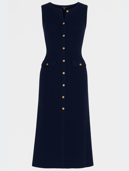 Marilyn | Stilfuld Midi Kjole med Knapper