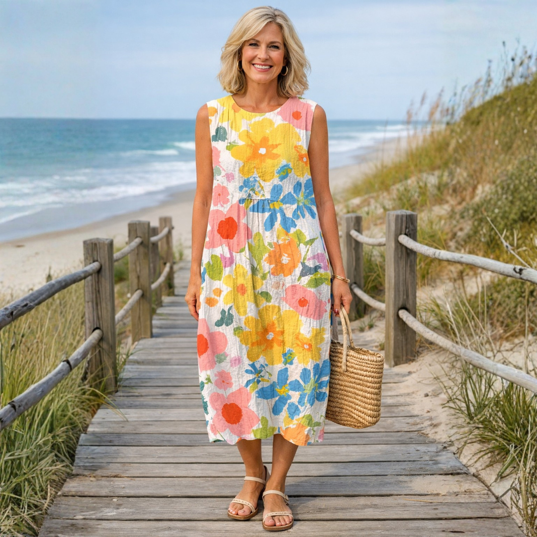 Ella | Pastel Floral Midi Kjole