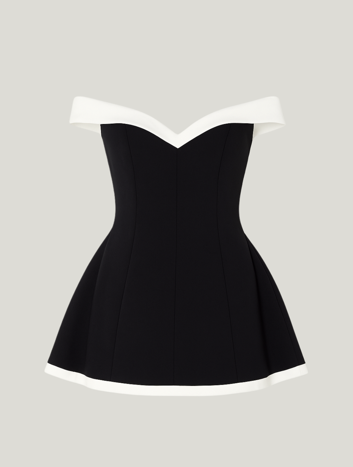 Heather | Tidsløs Off-Shoulder Kontrast Minikjole