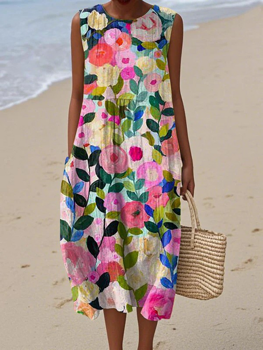 Ava | Blomstret Midi Kjole