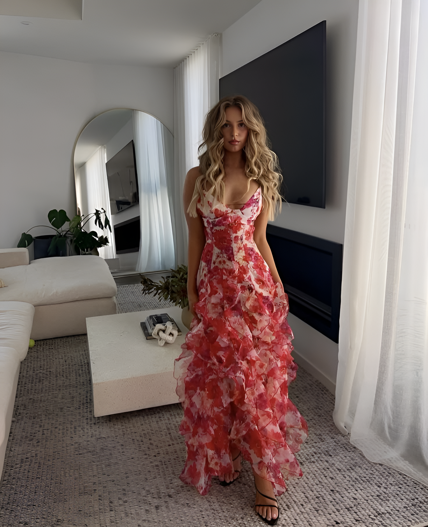 Charlene | Floral Maxi Kjole til Elegante Anledninger