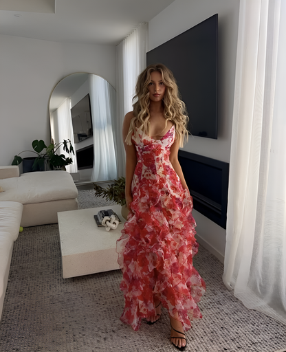 Charlene | Floral Maxi Kjole til Elegante Anledninger