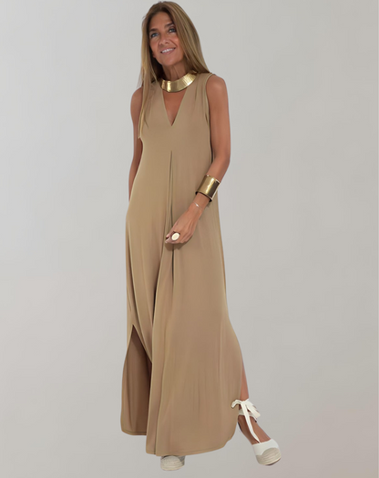 Christina | V-Hals Maxi Kjole til Sommer Elegance