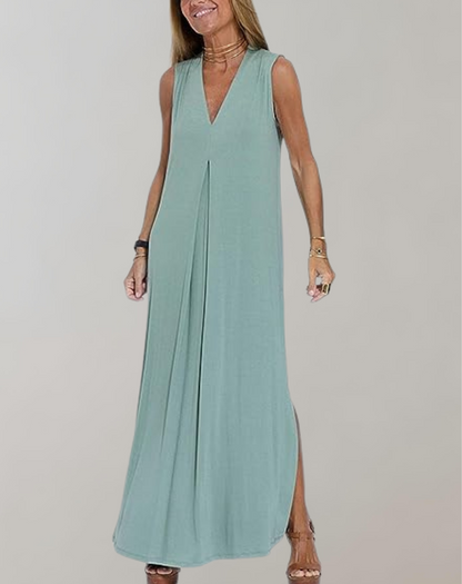 Christina | V-Hals Maxi Kjole til Sommer Elegance