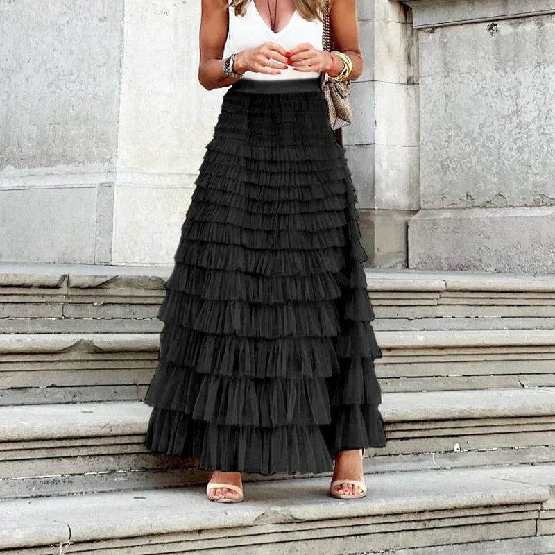 Theresa | Elegant Tulle Midi Skirt til Kvinder