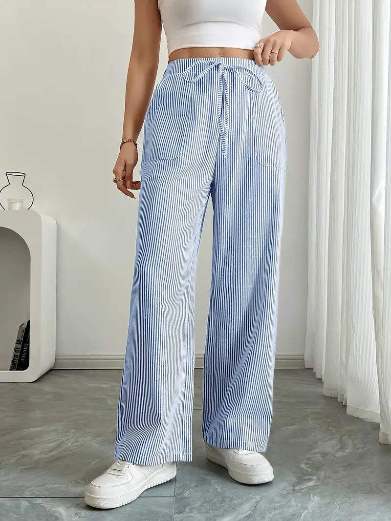 Linda | Elegante Stribede Bukser med Lommer i Trendy Farver