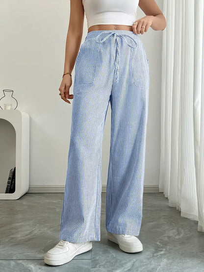 Linda | Elegante Stribede Bukser med Lommer i Trendy Farver
