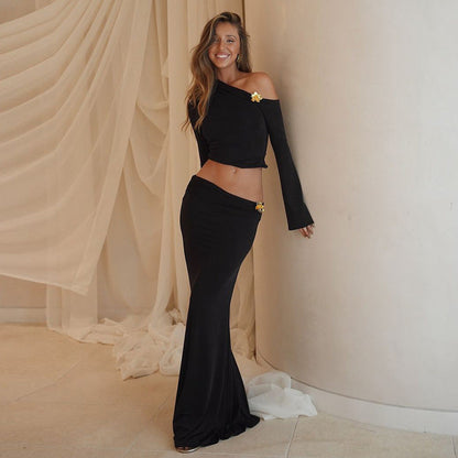 Angela | Kvinders One Shoulder Maxi Skirt Set