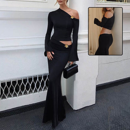 Angela | Kvinders One Shoulder Maxi Skirt Set