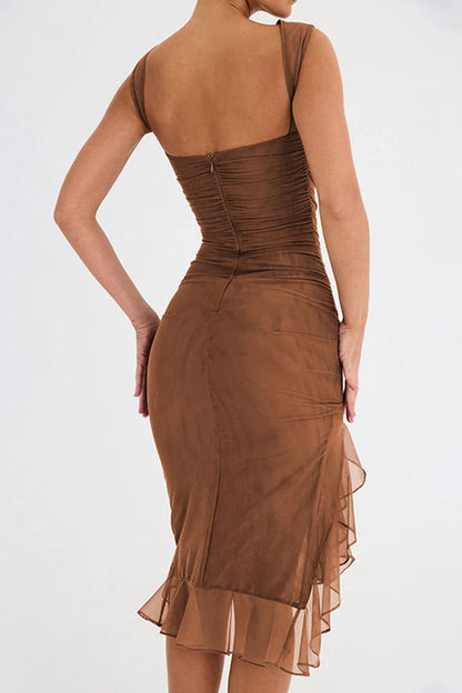 Maureen | Elegant Ruffle Midi Kjole til Alle Anledninger